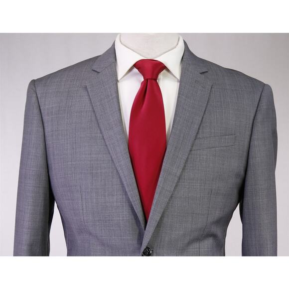 Express Mens Photographer Fitted Solid Light Gray 2-Btn Suit 38S - Picture 3 of 9